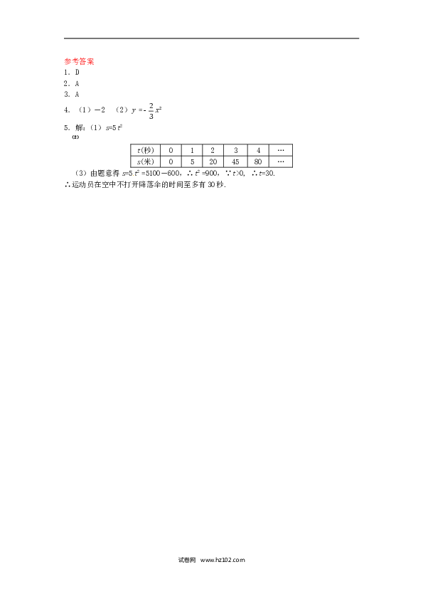 【同步练习】初三数学下册 26.1.2 二次函数y=ax2的图象同步练习 新人教版.doc 第2页