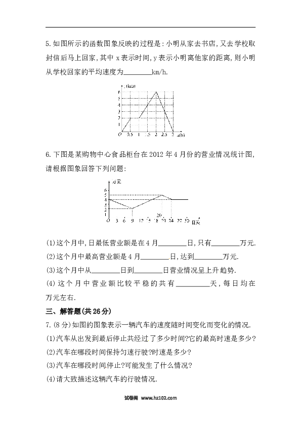 【期末】初二数学下册知识点测试卷：函数的图象初级测试（含详解）.doc 第2页