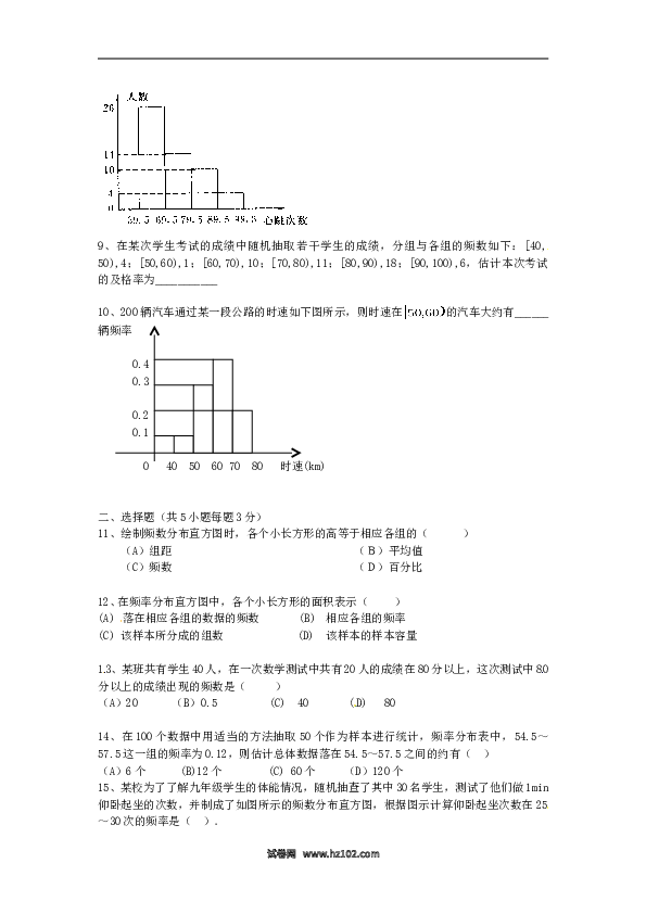 【同步练习】初一数学下册10.2　直方图　　检测题3.doc 第2页