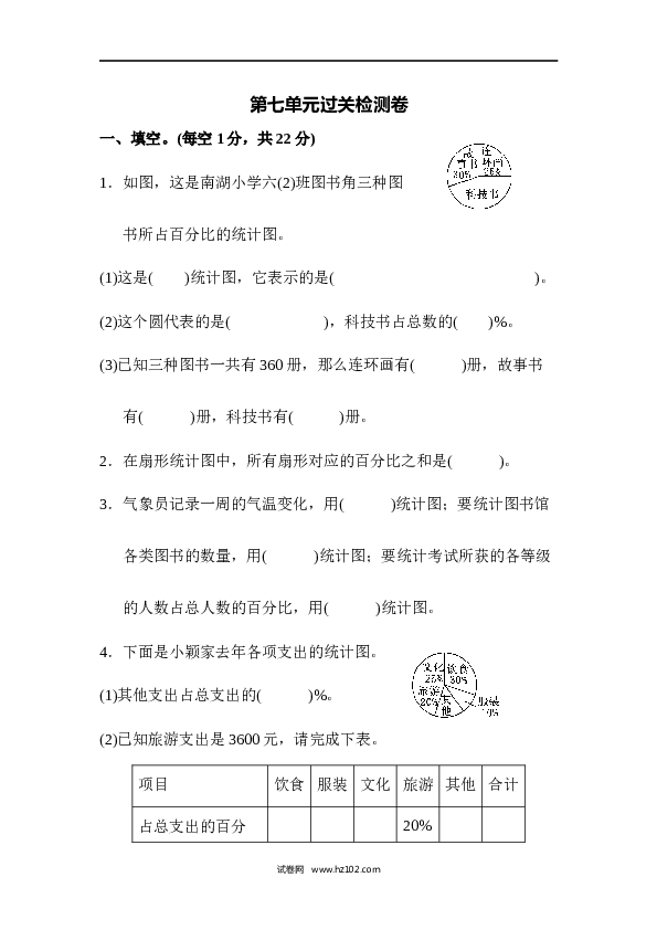 人教版六年级上册数学第7单元过关检测卷.docx 第1页