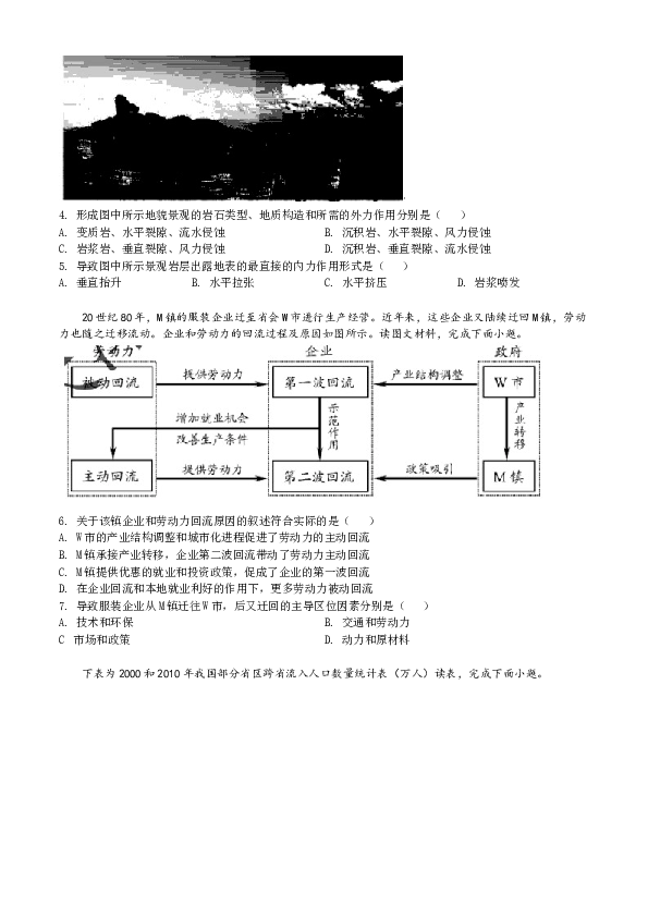 天津2020年天津高考文综卷(地理部分)及答案.doc 第2页