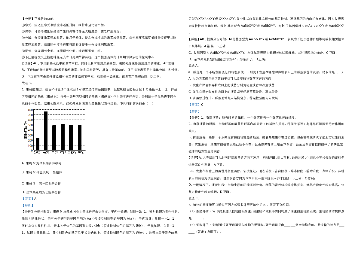 2021年全国统一高考生物试卷（全国甲卷）A3 Word版(含参考答案)A3.doc 第2页
