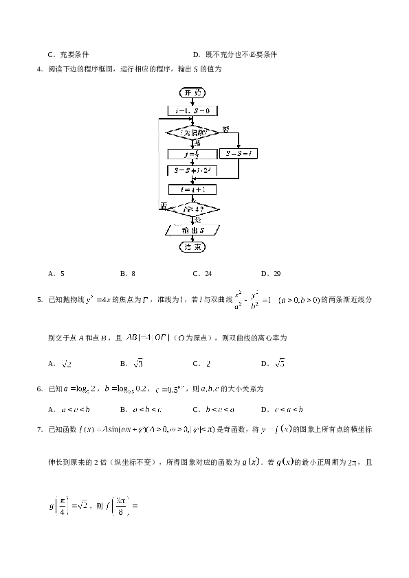 2019年高考理科数学试题(天津卷)及参考答案.doc 第2页