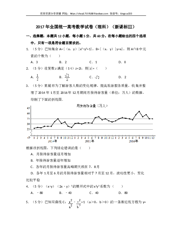 2017年全国统一高考数学试卷（理科）（新课标ⅲ）（含解析版）.doc 第1页