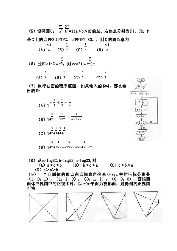 2013年海南省高考文科数学试题及答案.doc 第2页