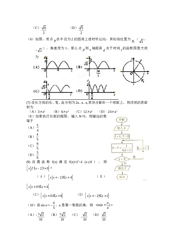 2010年海南省高考文科数学试题及答案.doc 第2页