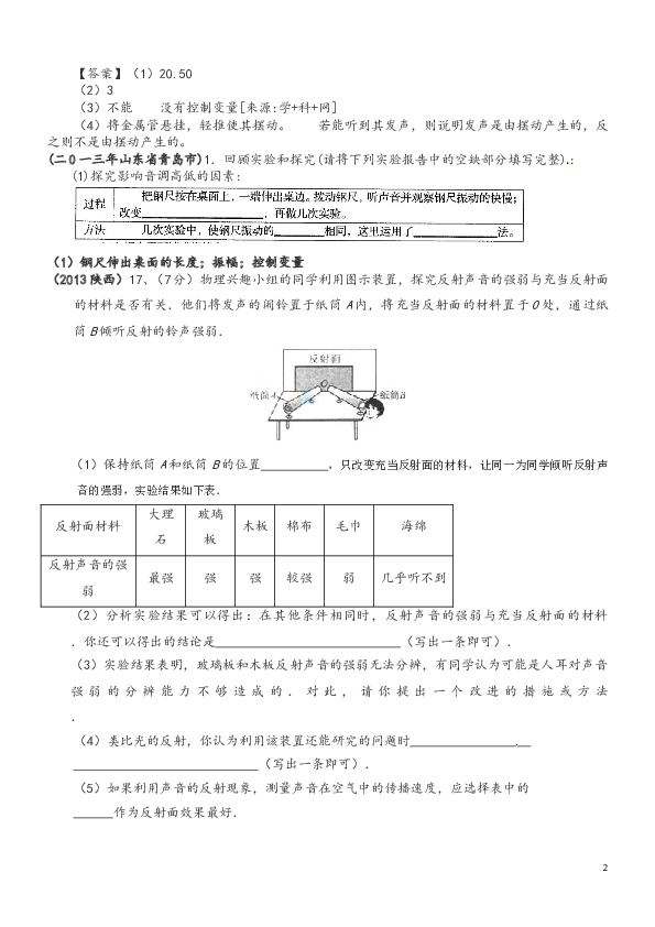 物理中考试题分类_汇编&mdash;&mdash;声现象作图、实验探究题.doc 第2页