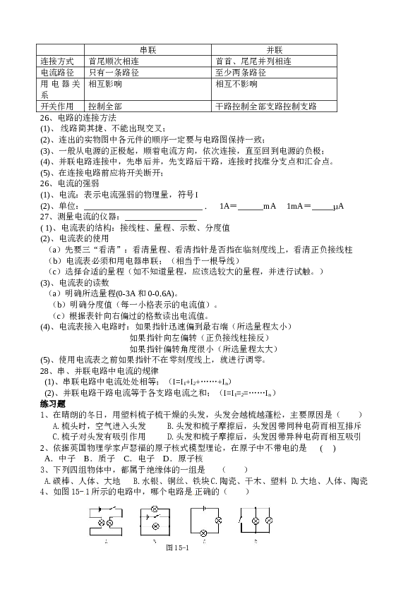 最新人教版九年级物理第十五章《电流和电路》复习提纲.doc 第2页