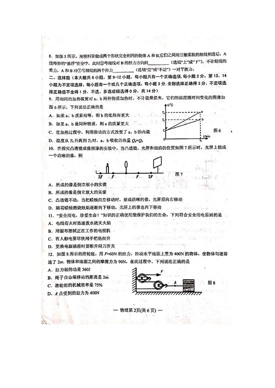 江西省南昌市2021年九年级第一次调研检测试卷物理（扫描版）.docx 第2页