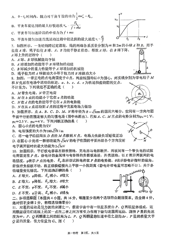 陕西省西安高新第一中学2022-2023学年高一下学期期末考试物理试卷 第2页