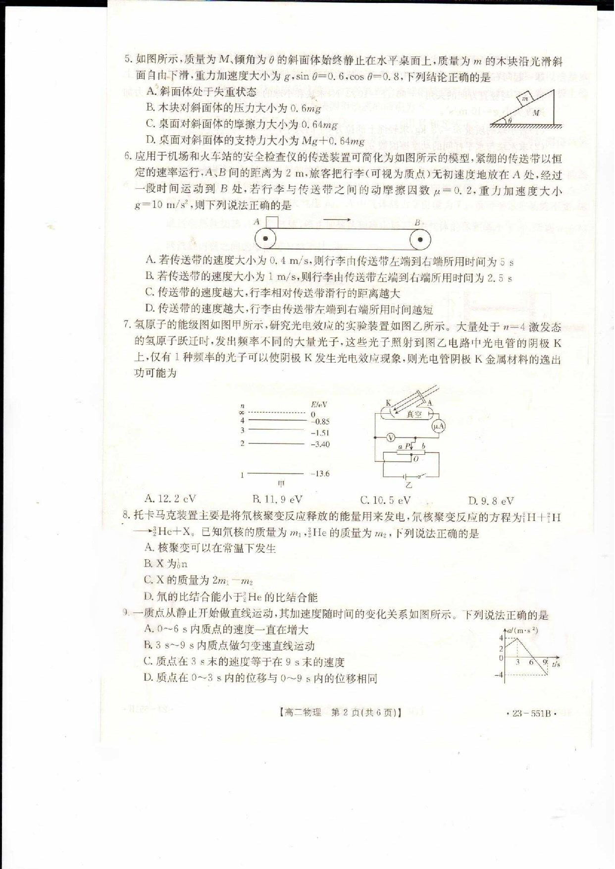 辽宁省抚顺市六校协作体2022-2023学年高二下学期期末考试物理试题 第2页