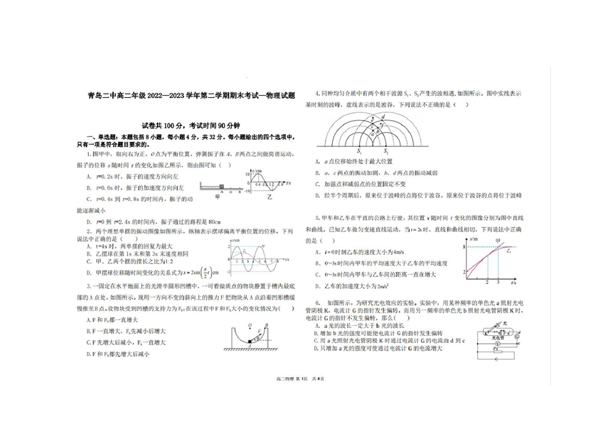 山东省青岛第二中学2022-2023学年高二下学期期末考试物理试题 第2页