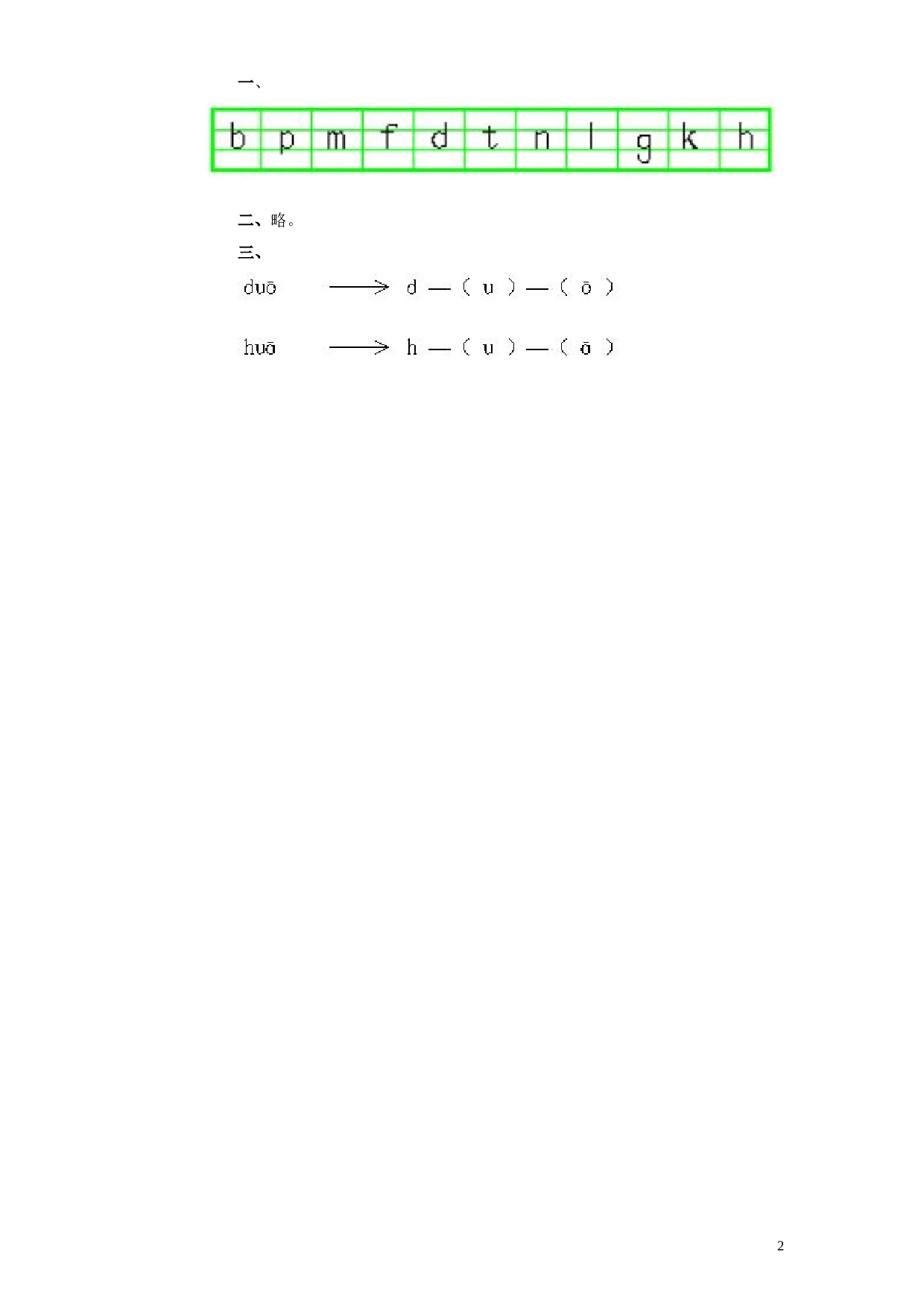 苏教版一年级语文上册 同步练习汉语拼音05ɡ k h  2.doc 第2页