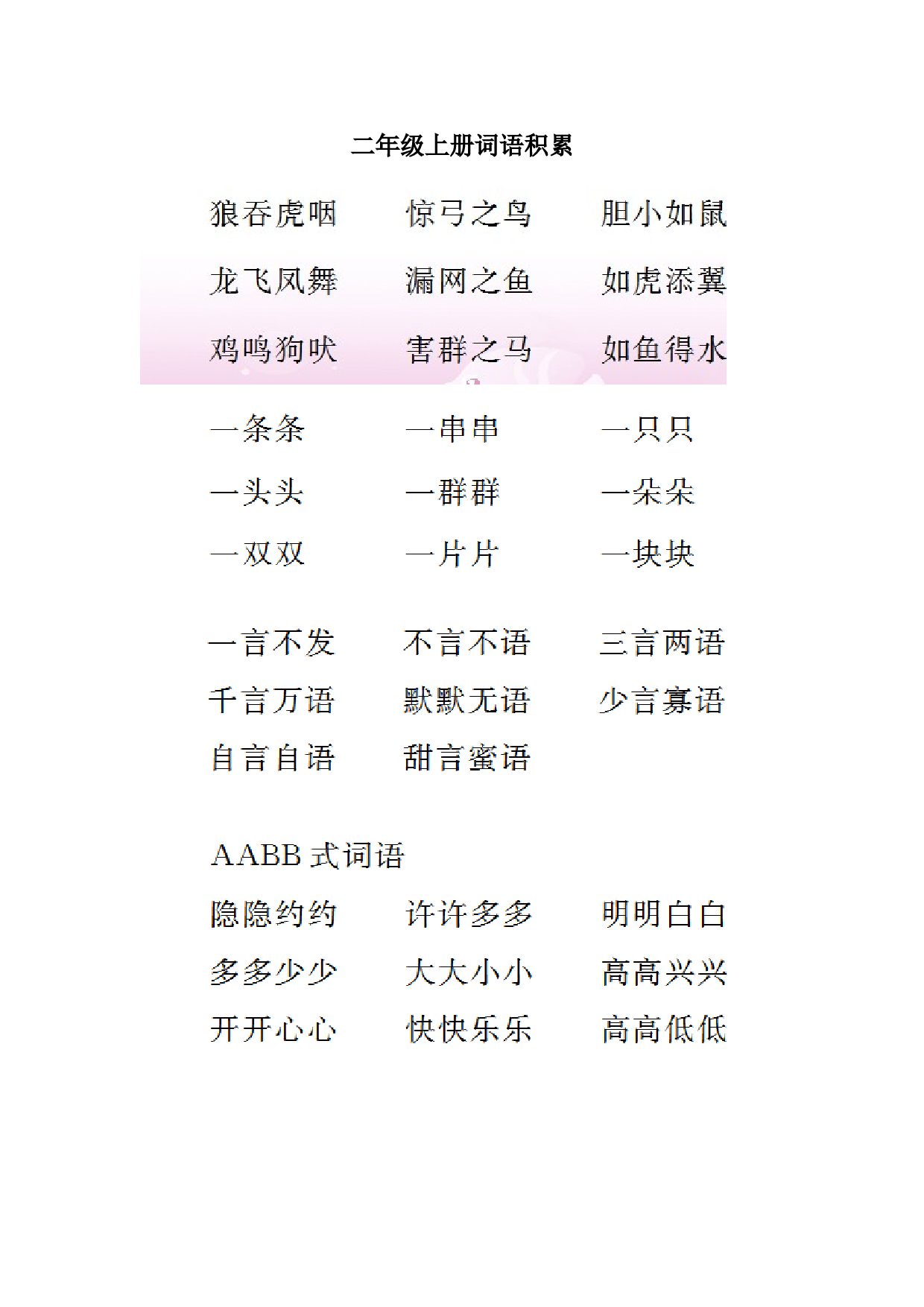 苏教版二年级语文上册 词语积累.doc 第1页