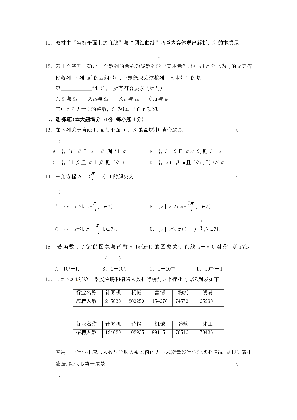 2004年上海高考数学真题（文科）试卷（word版）.doc 第2页