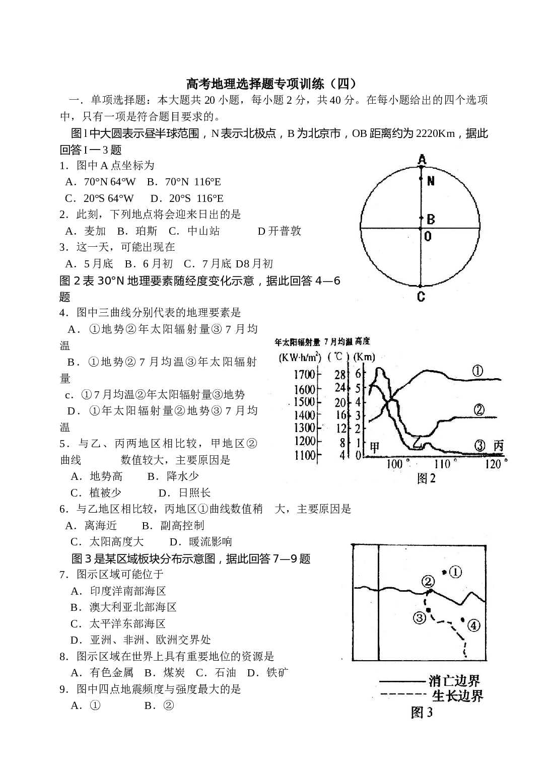 高考地理选择题专项训练4.doc 第1页