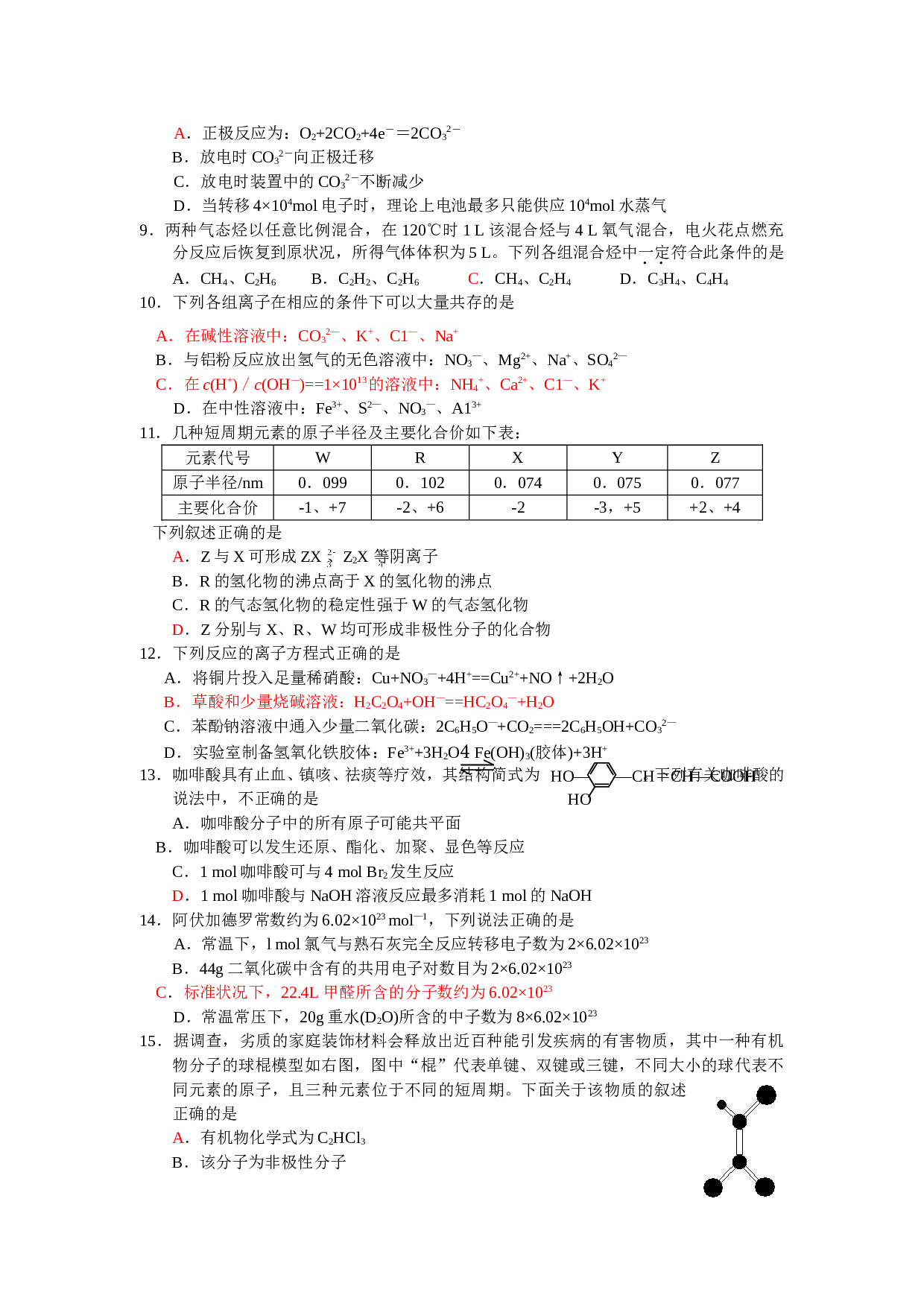 高考化学规范练习六.doc 第2页