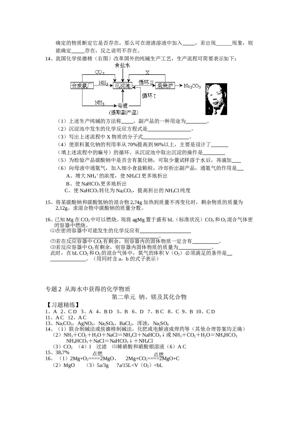高考化学钠镁及其化合物基础练习.doc 第2页
