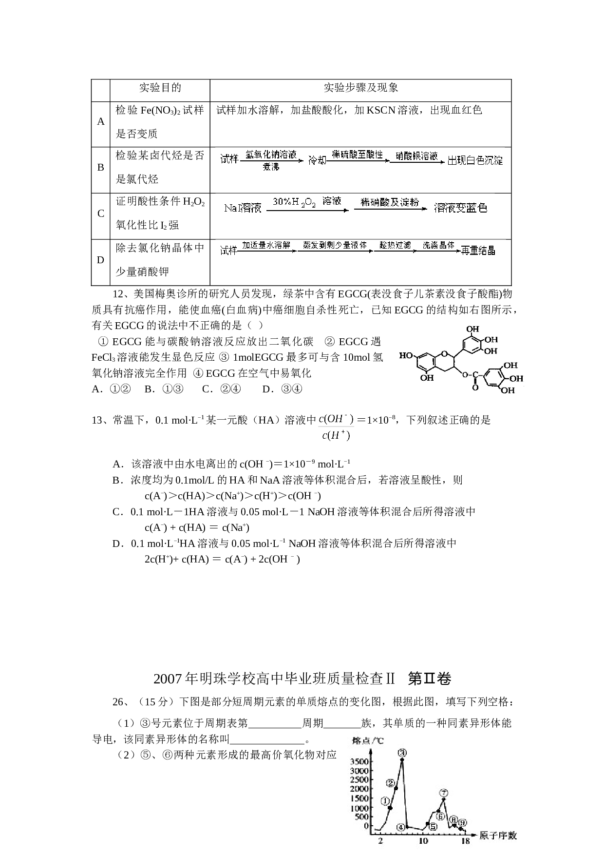 高中毕业班化学质量检查试题2.doc 第2页