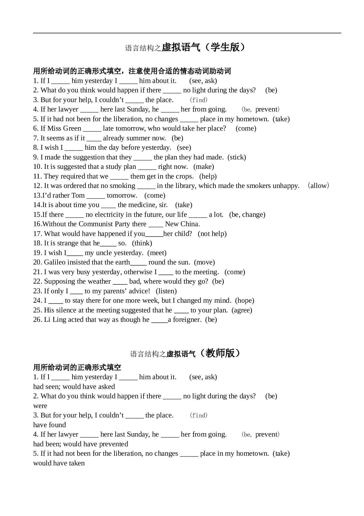 高中英语语言结构之虚拟语气（学生版）.doc 第1页