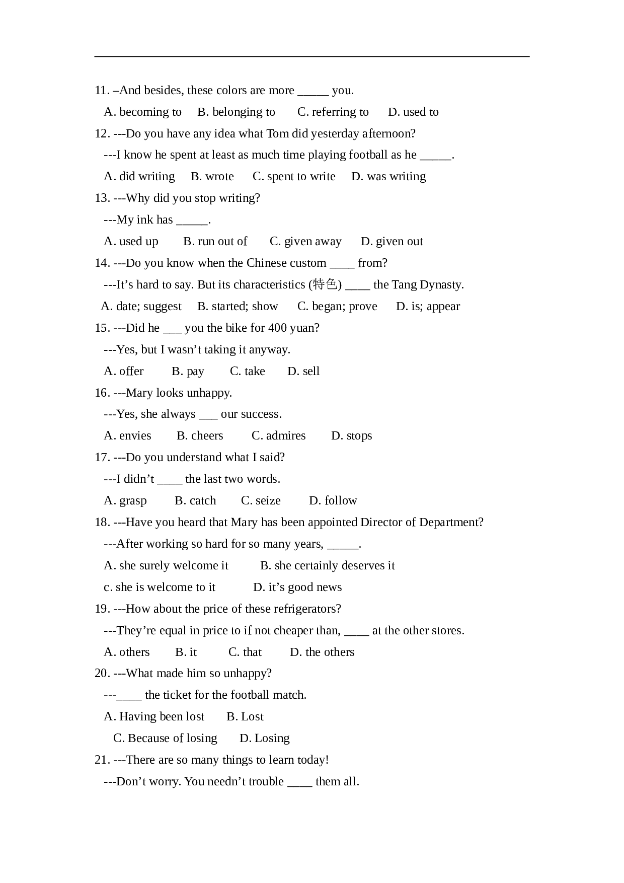 英语高考单选练习.doc 第2页