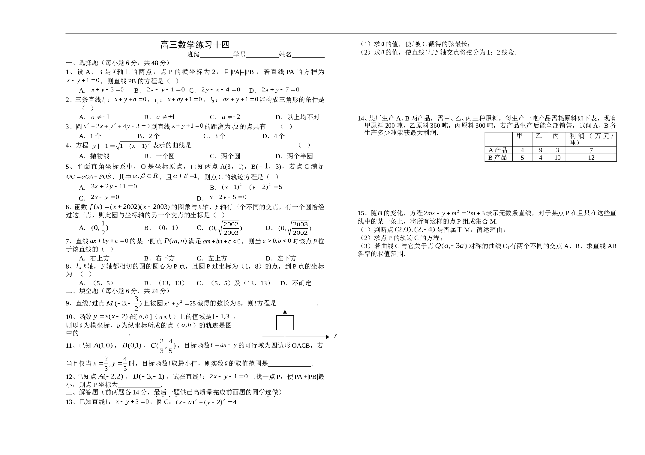高三数学练习十四.doc 第1页