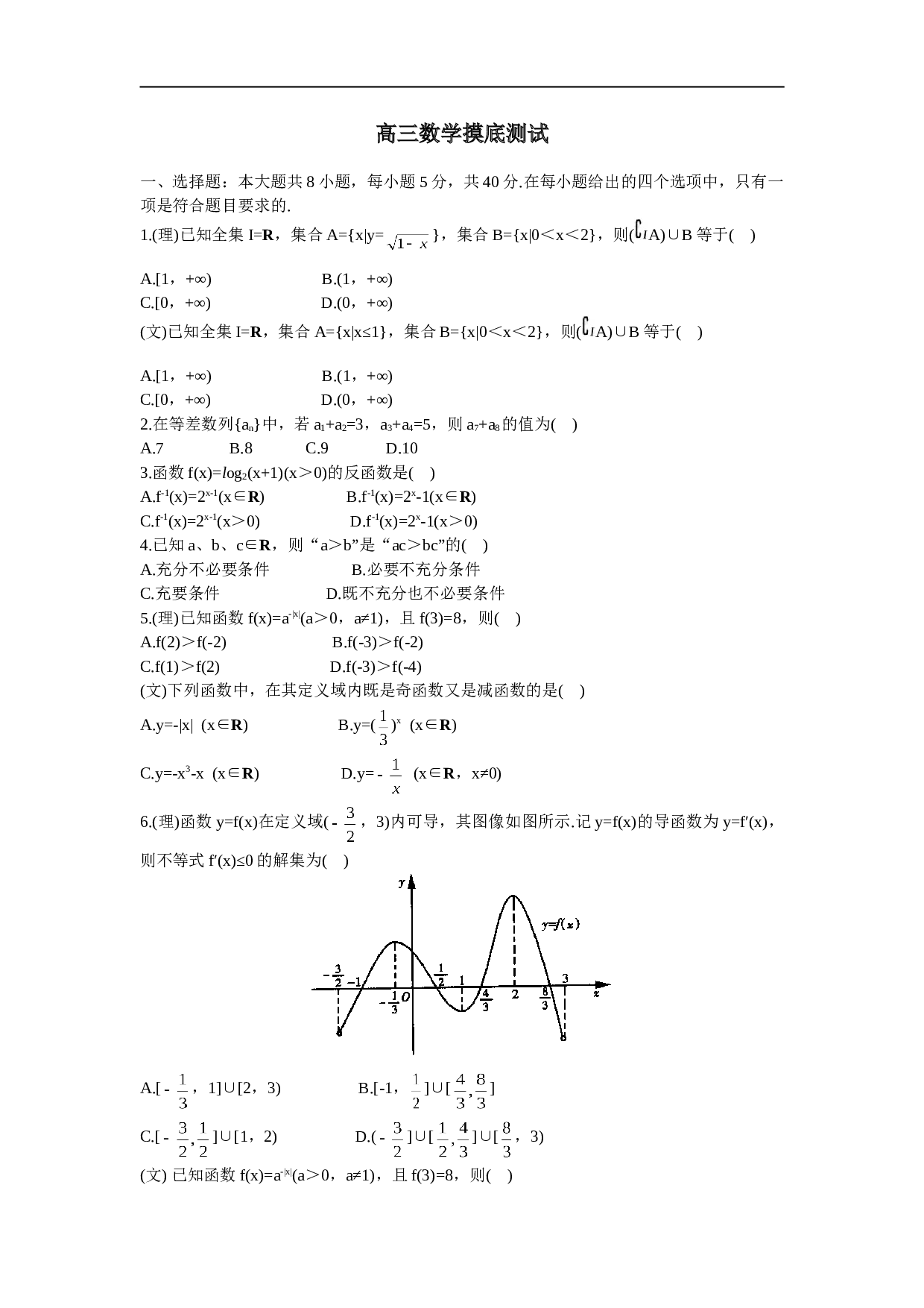 高三数学摸底测试.doc 第1页
