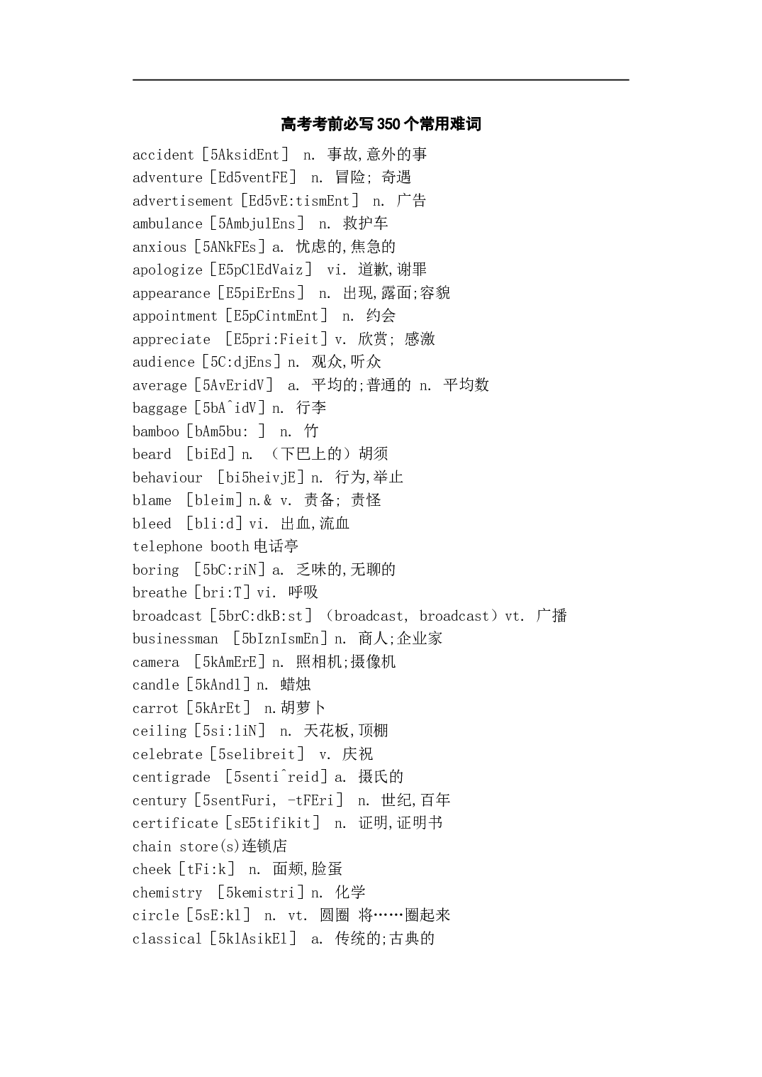 高考考前必写350个常用词.doc 第1页