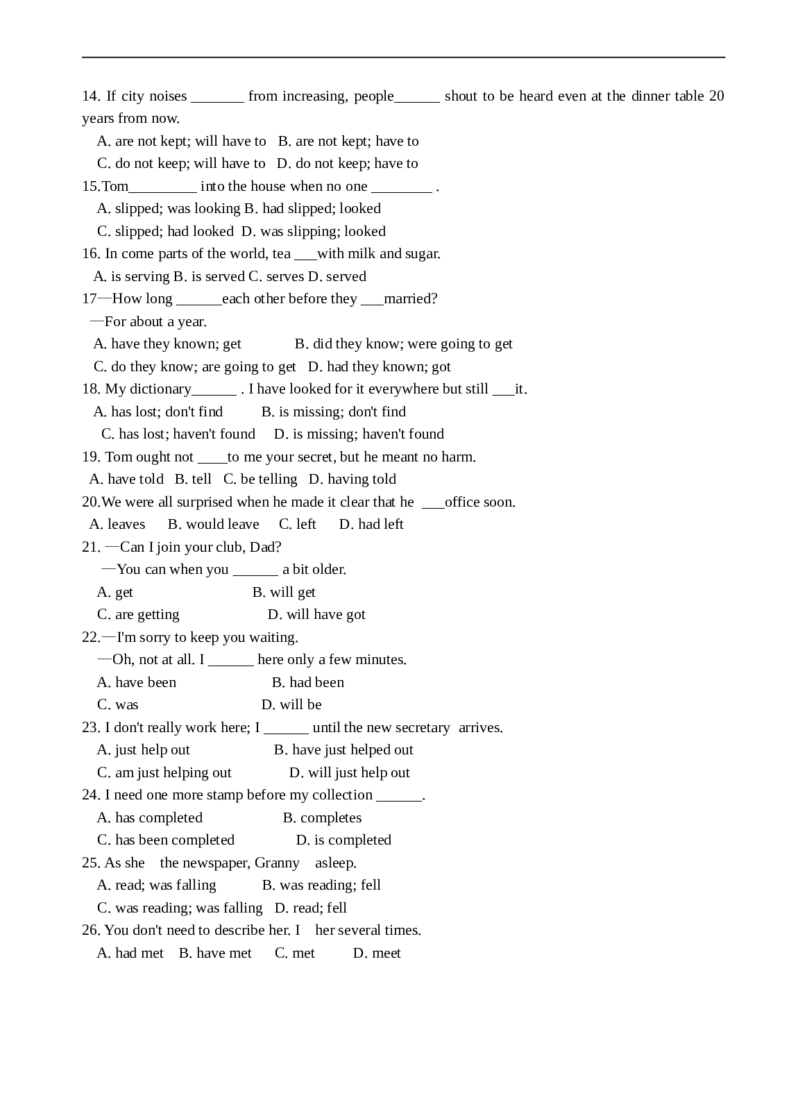 高考试题选录（时态与语态）.doc 第2页