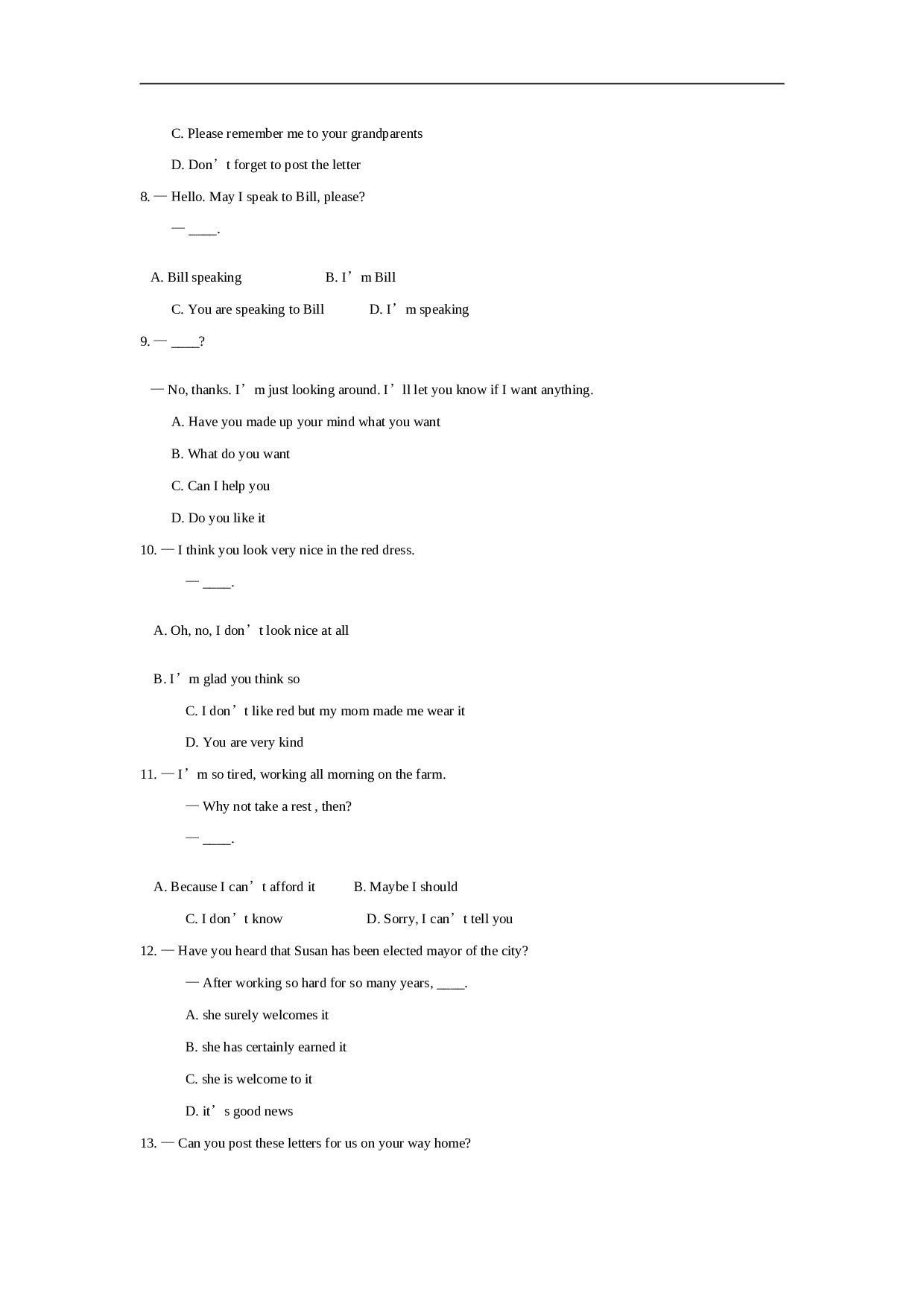 高考英语交际用语及惯用法专练100题.doc 第2页