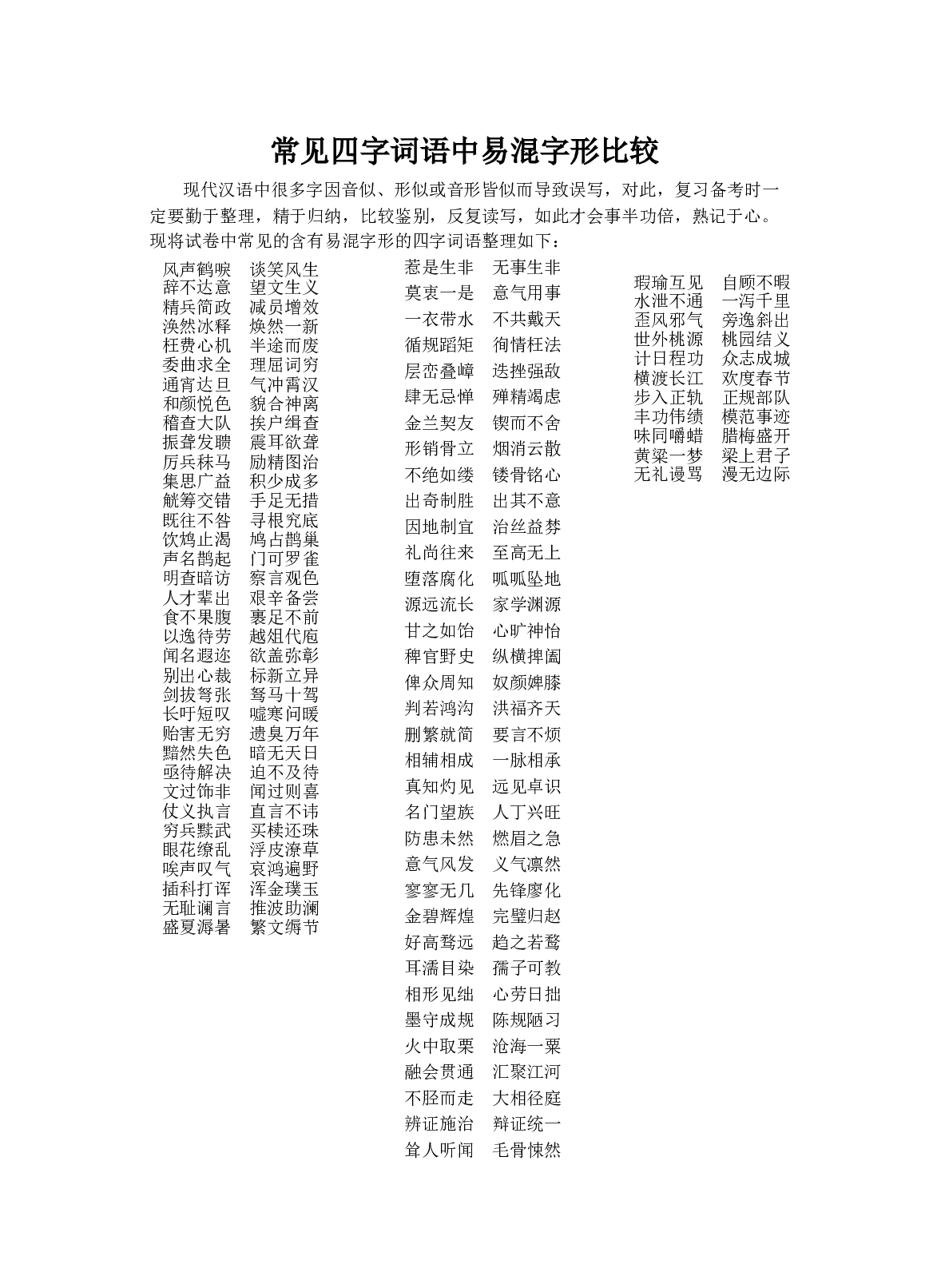 常见四字词语中易混字形比较.doc 第1页