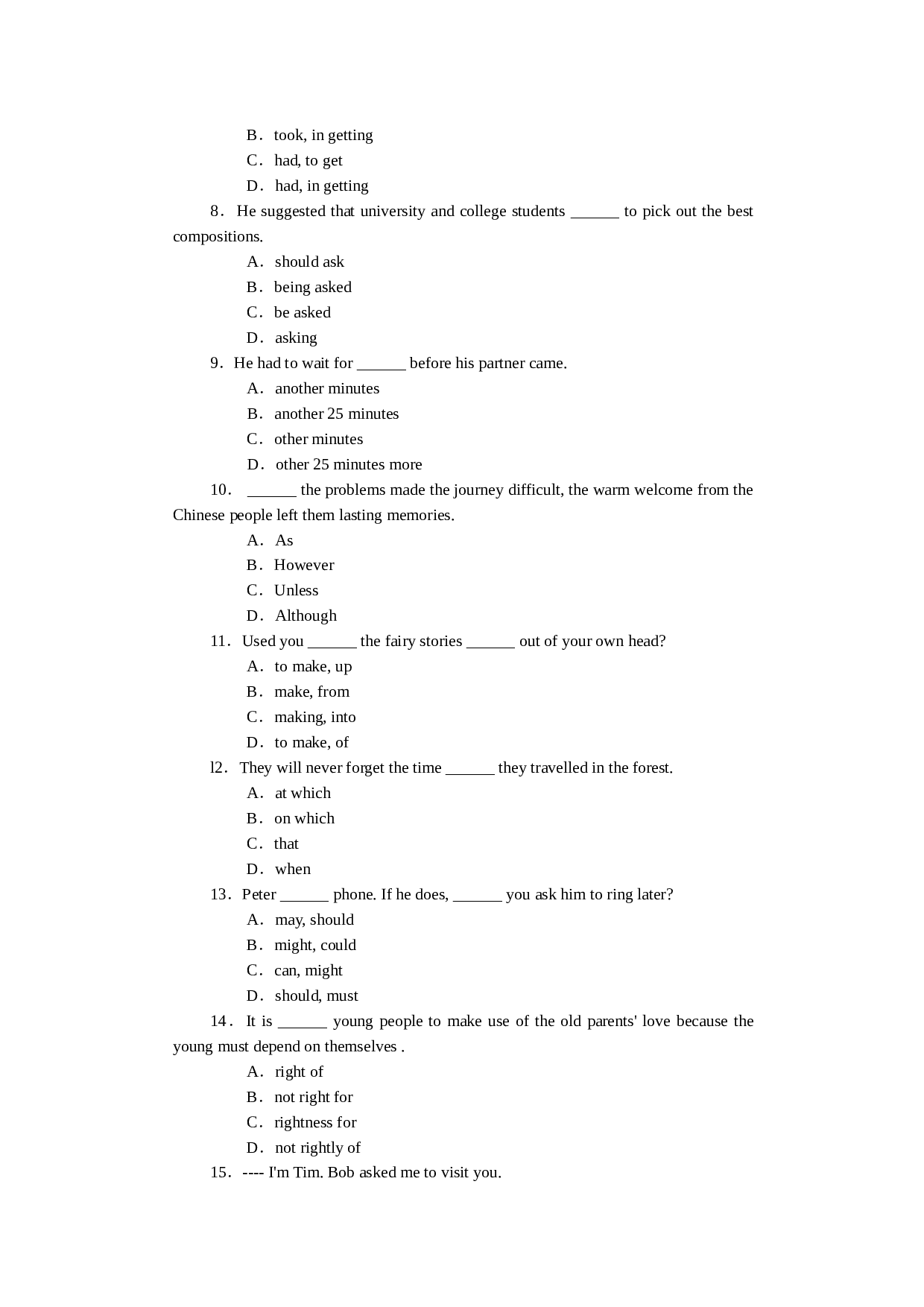 高一英语上学期期末测试题.doc 第2页