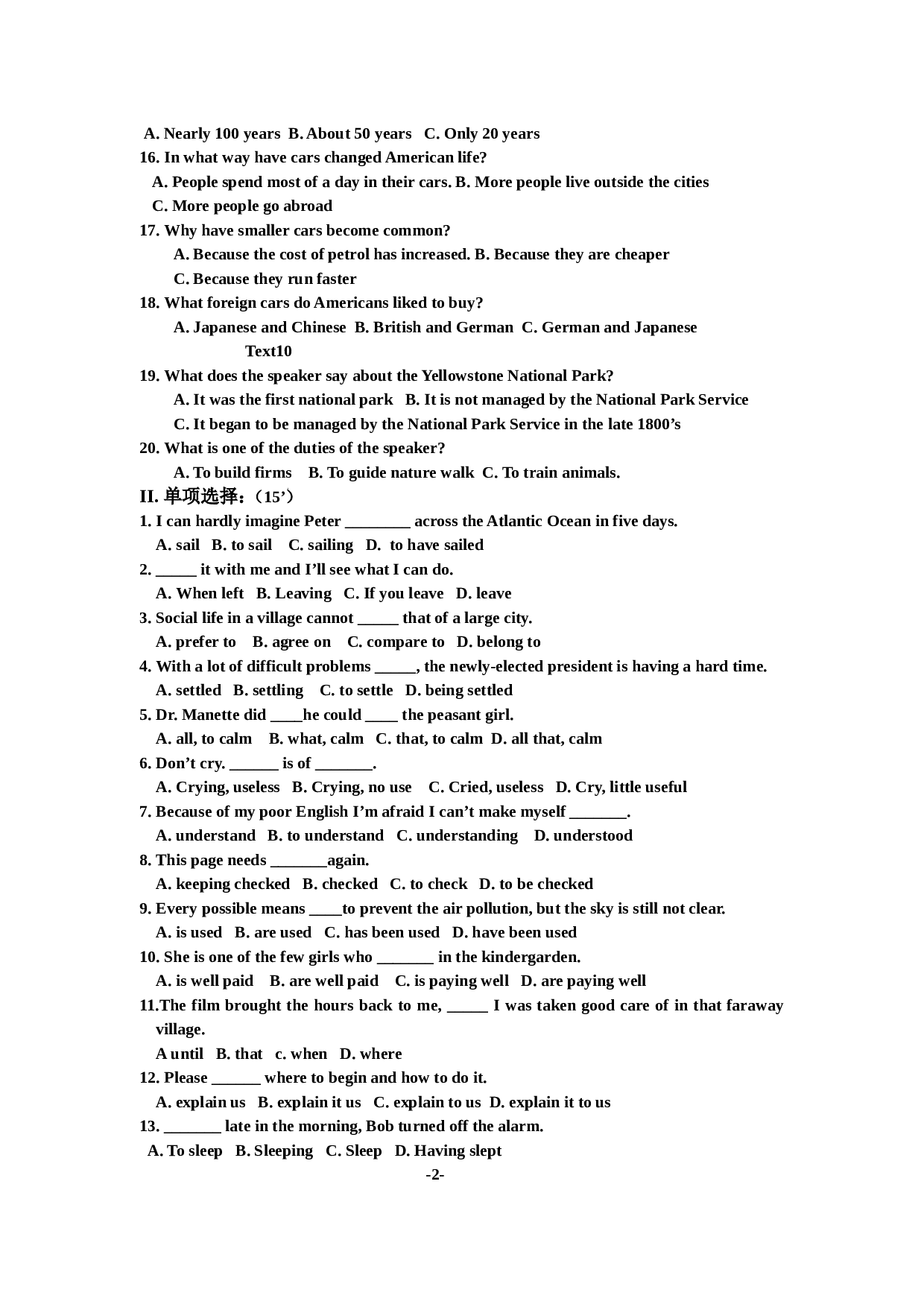 高一英语中期考试题.doc 第2页