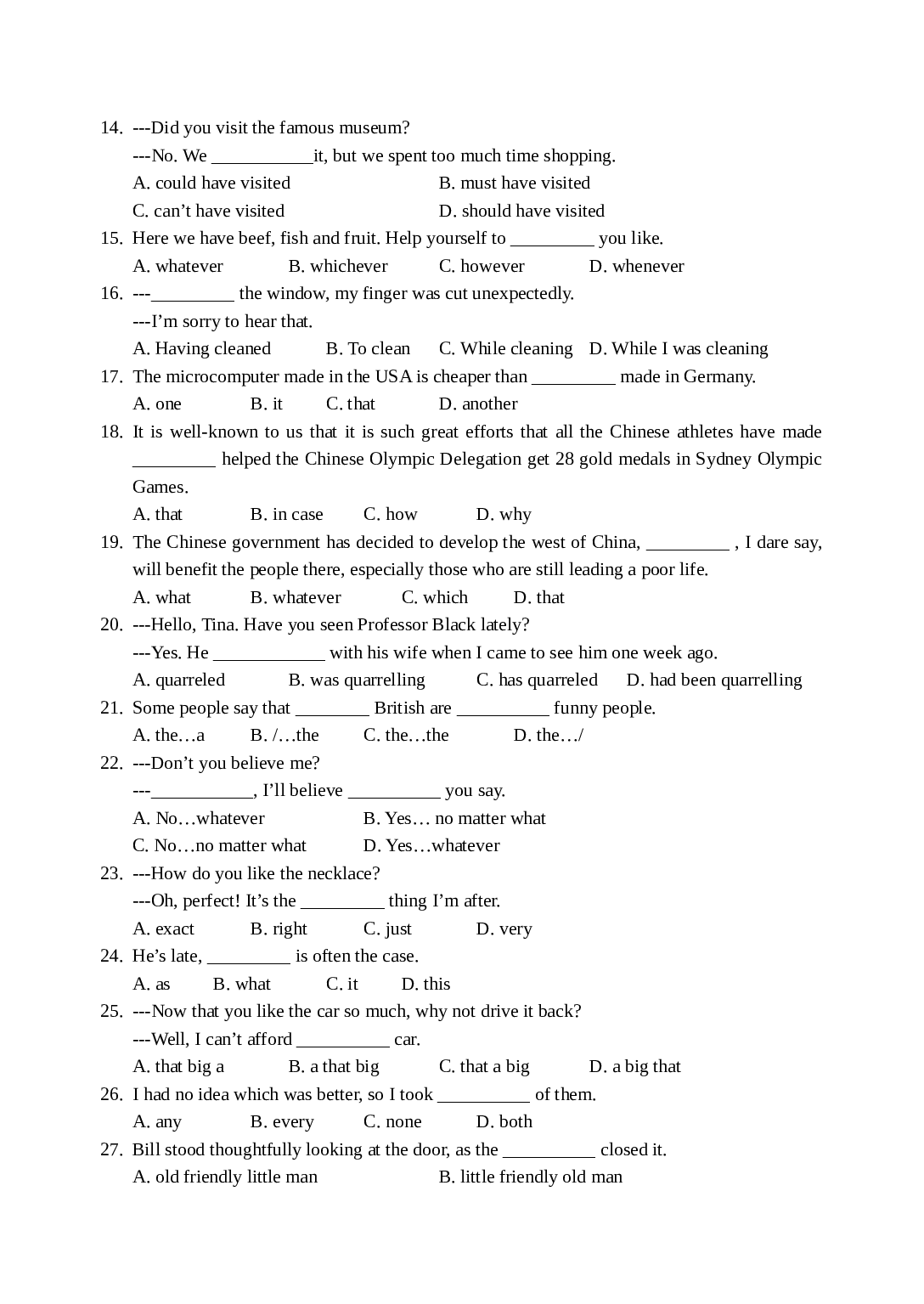 高三英语上学期月考1[.doc 第2页