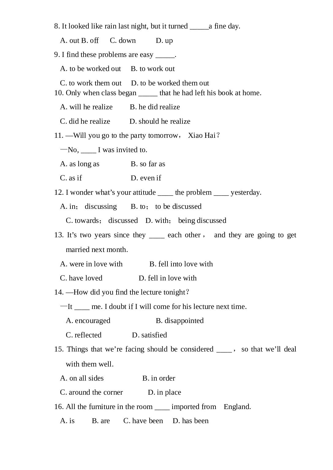 高二上学期英语第一次月考（unit1-3）[].doc 第2页