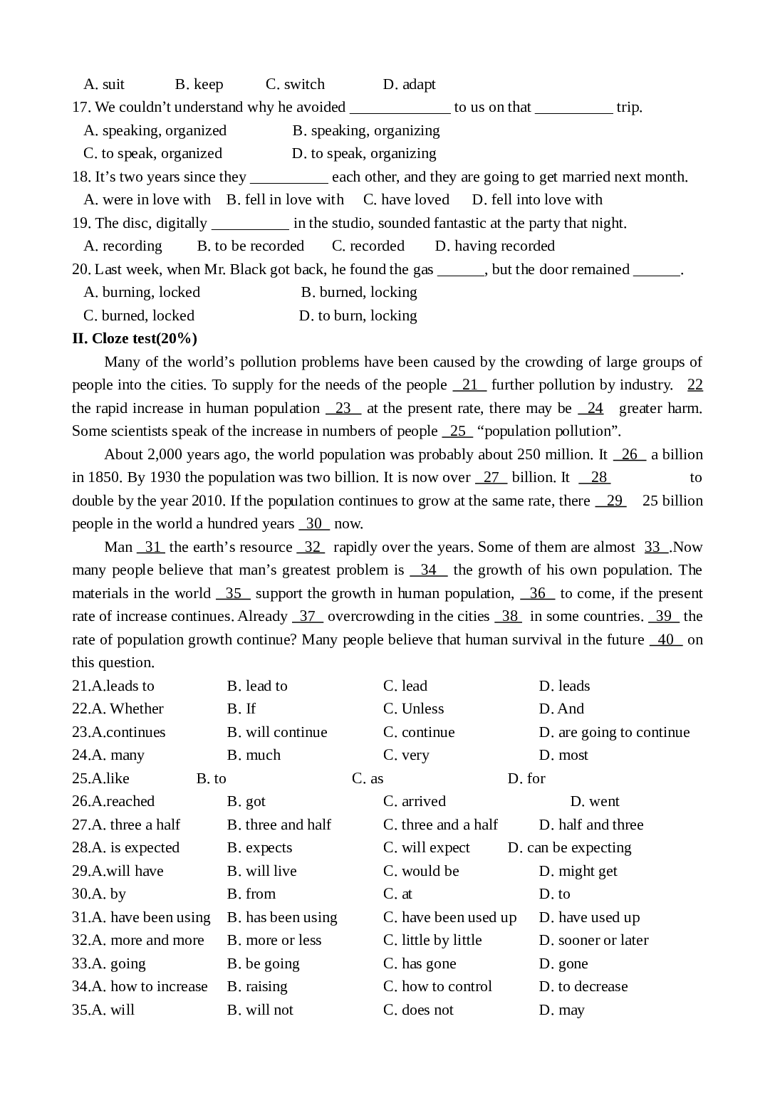 高二上学期英语阶段性检测卷.doc 第2页