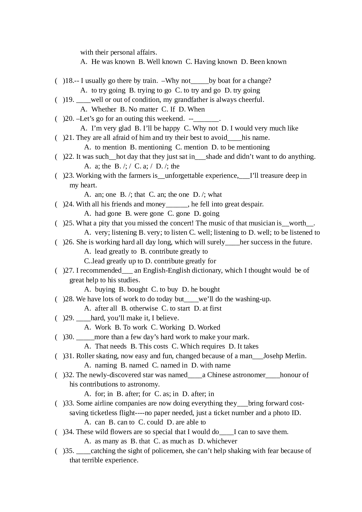 高二下学期英语单项选择题专项练习[.doc 第2页