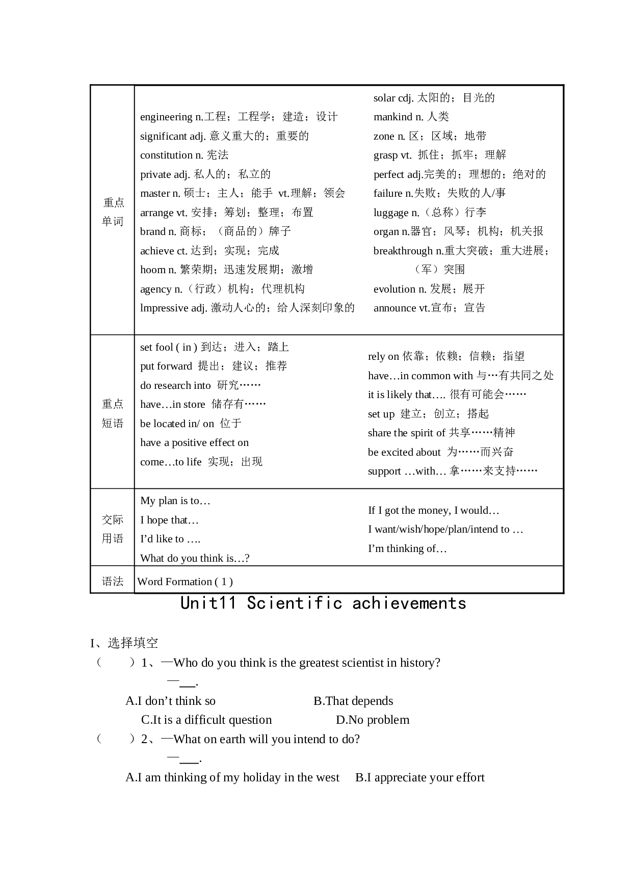 高二下学期英语课时作业unit11.doc 第1页