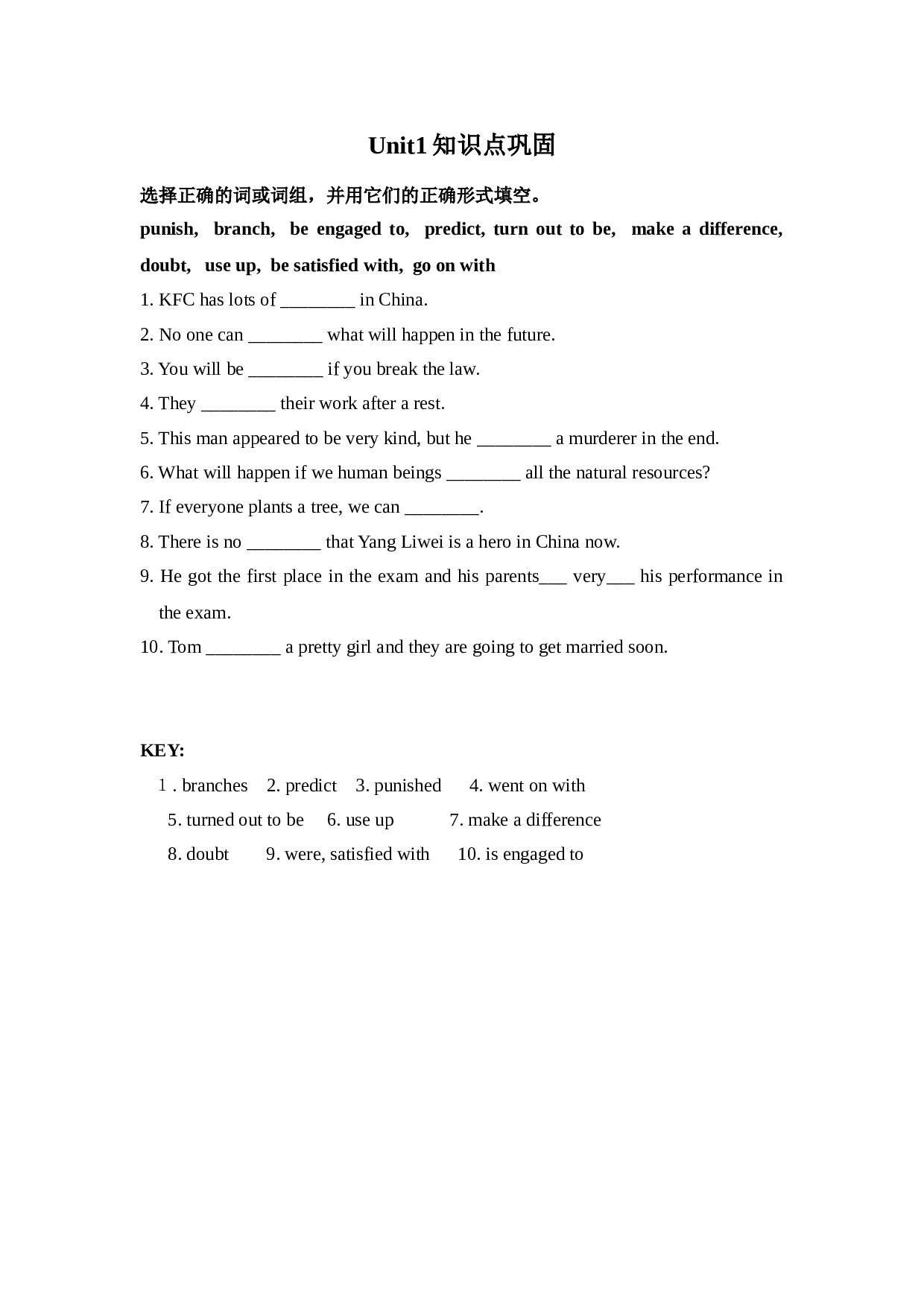 高二英语Unit1知识点巩固.doc 第1页