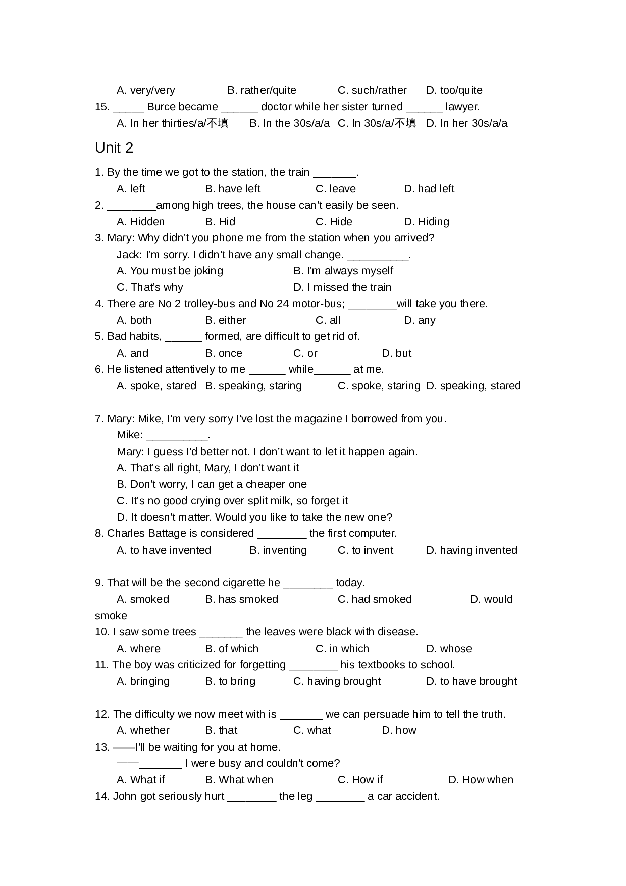 高考英语语法模拟训练.doc 第2页