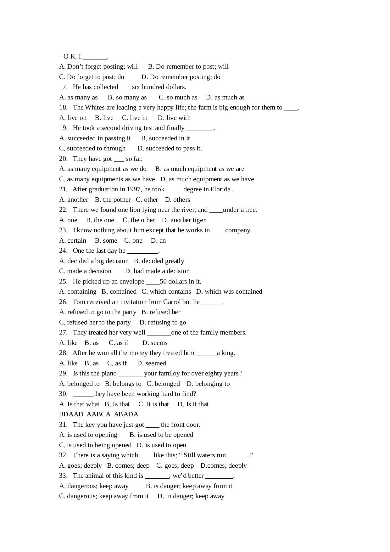 高三2007英语冲刺单项选择精选1000题（附答案）.doc 第2页