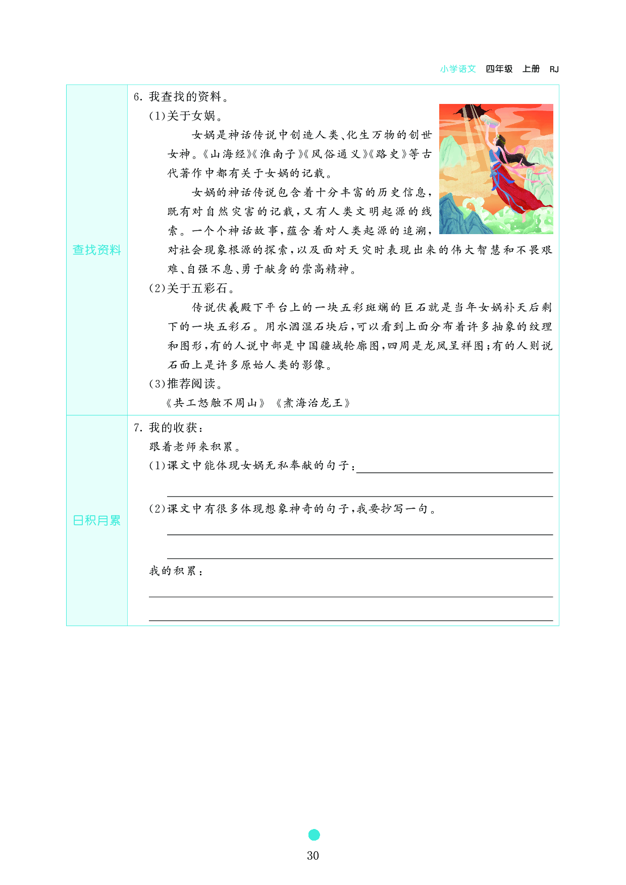 小学四年级语文上册《课前预习目标》15 女娲补天.pdf 第2页