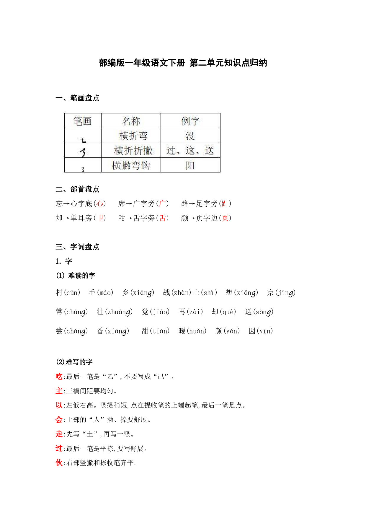 部编版一年级语文下册 第二单元知识点归纳.pdf 第1页