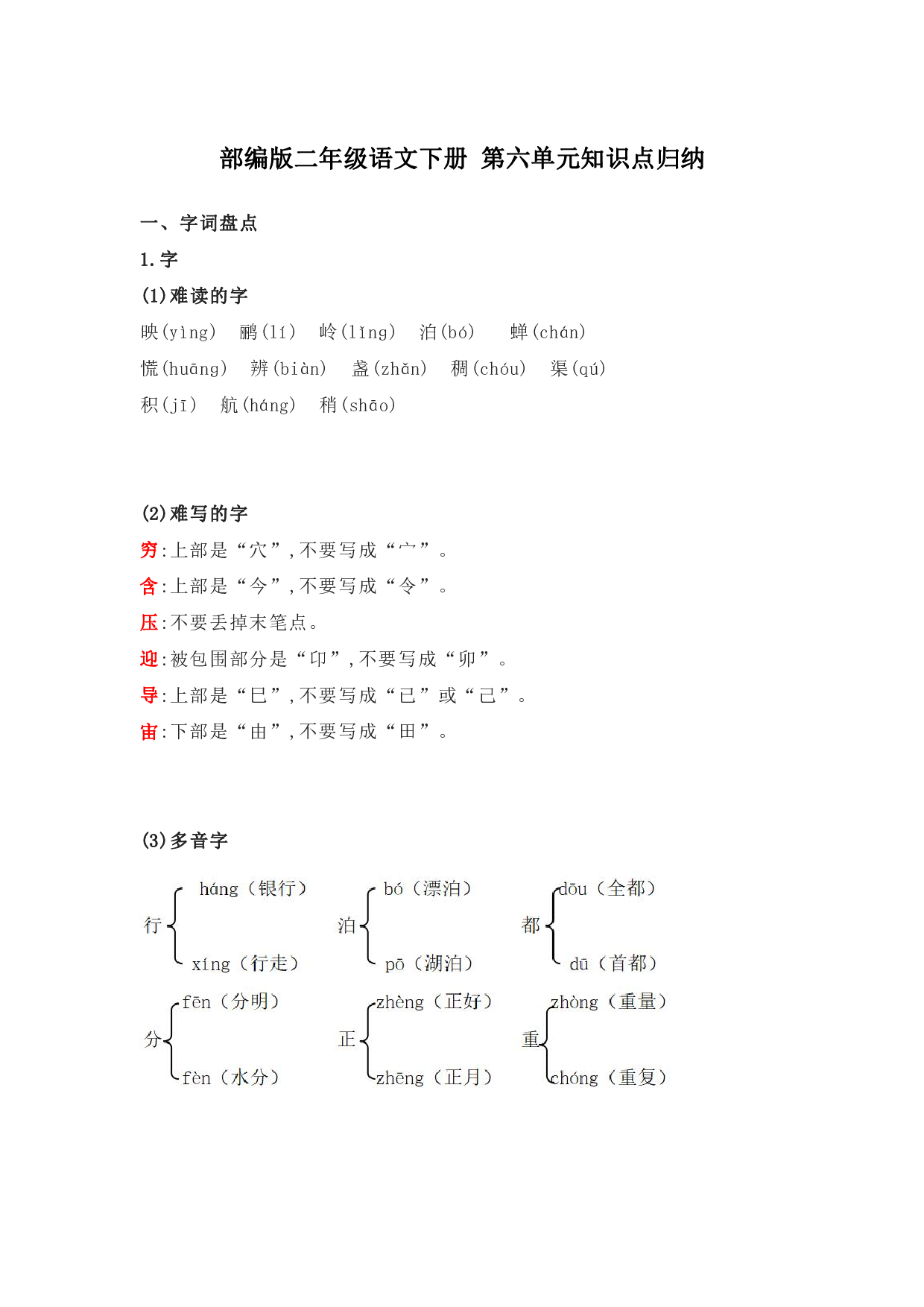 部编版二年级语文下册 第六单元知识点归纳.pdf 第1页