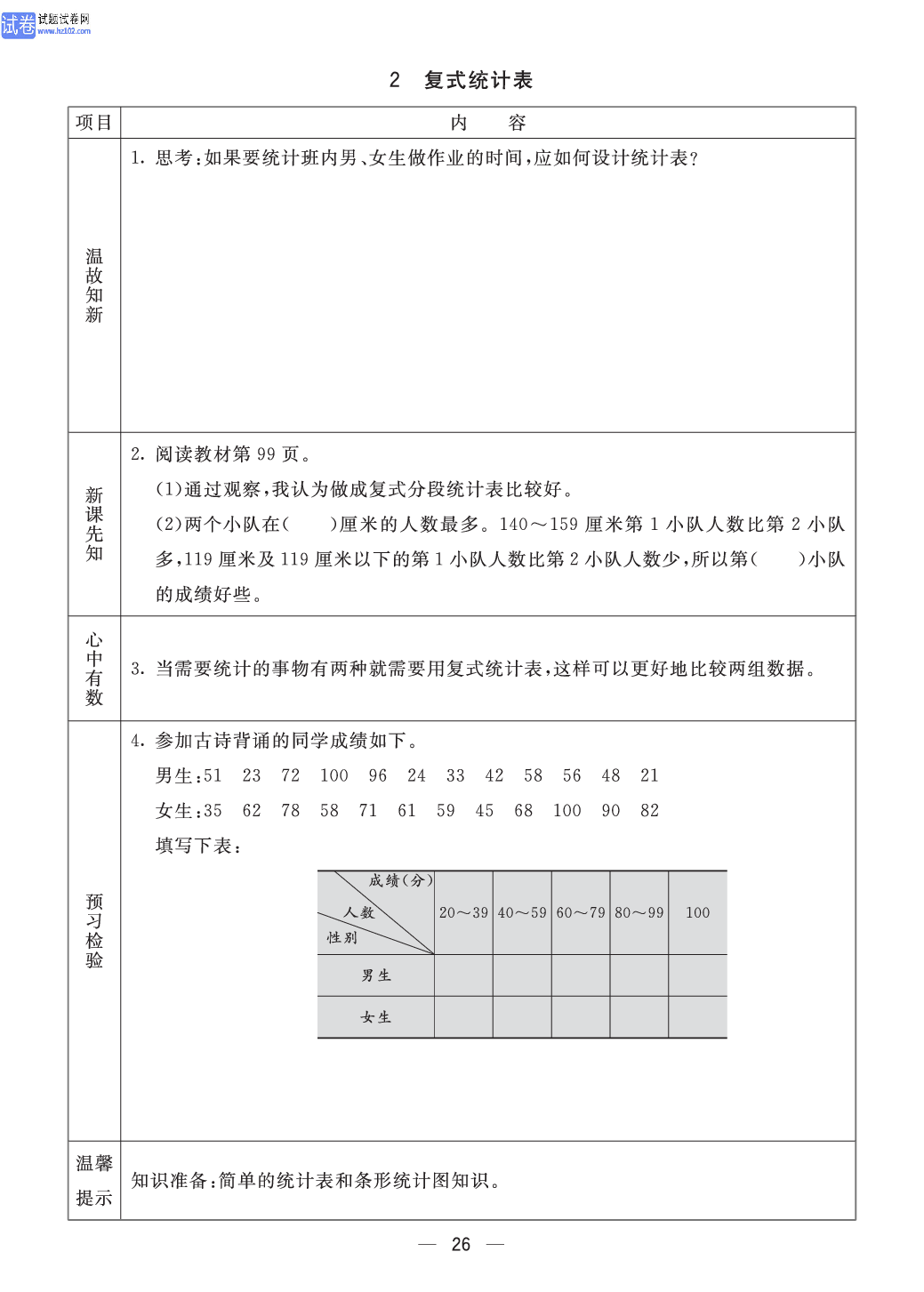 小学青岛版五四制四年级（上册）数学预习_部分26.pdf 第1页