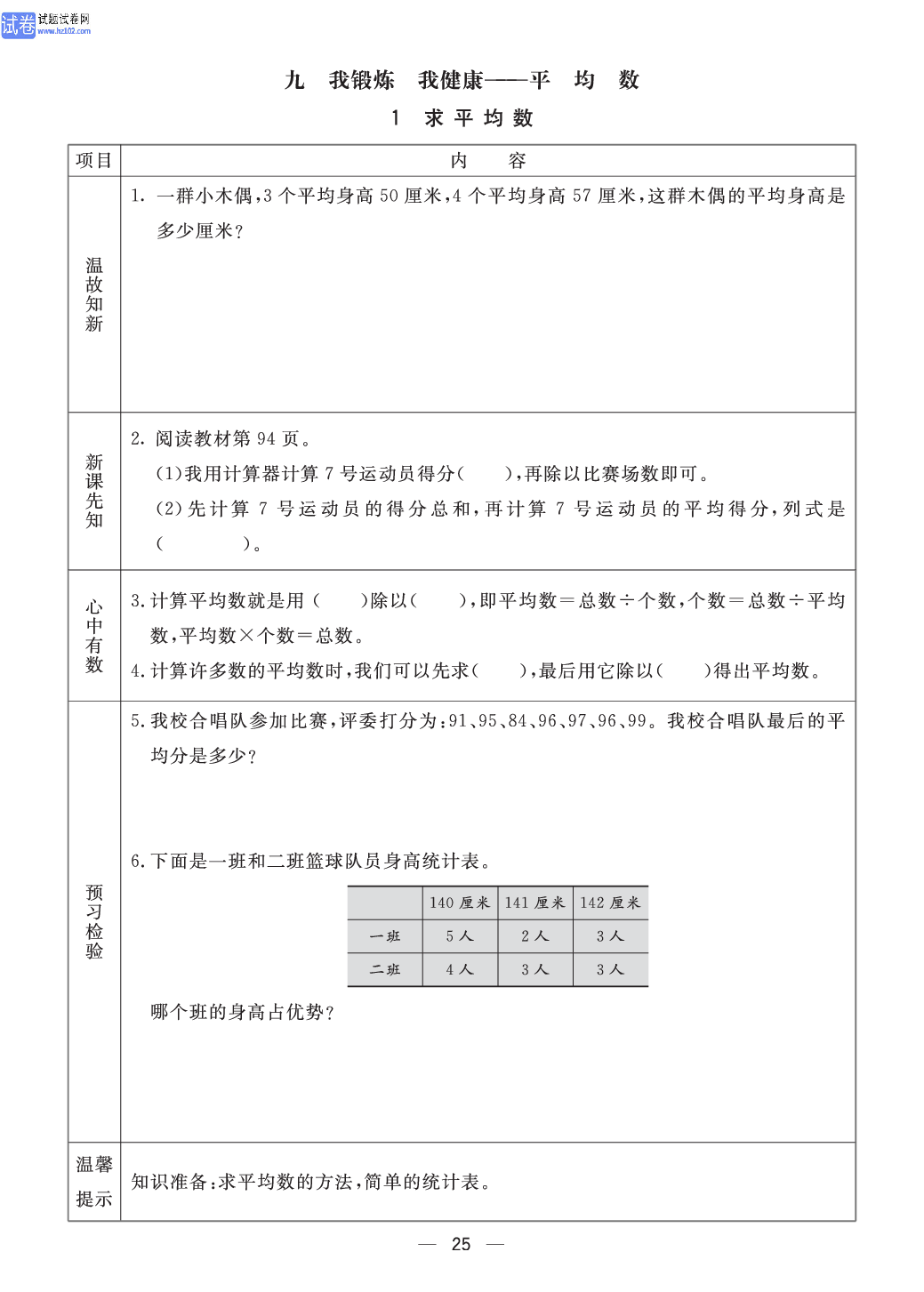 小学青岛版五四制四年级（上册）数学预习_部分25.pdf 第1页