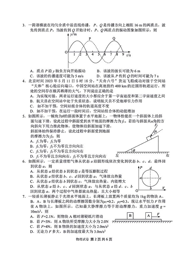 湖北省腾云联盟2023&mdash;2024学年度上学期高三年级八月联考物理试卷.pdf 第2页