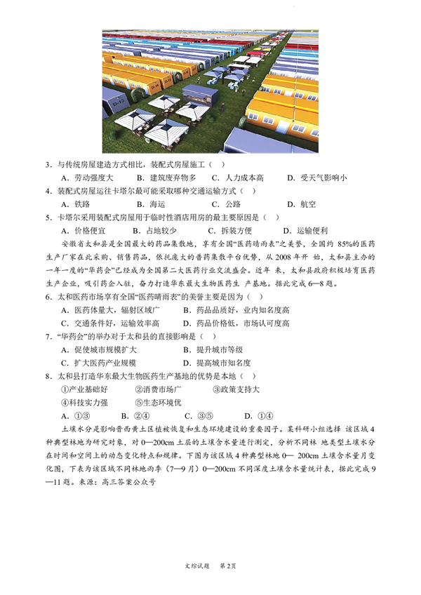 四川省巴中市普通高中2020级&ldquo;一诊&rdquo;考试文科综合.pdf 第2页
