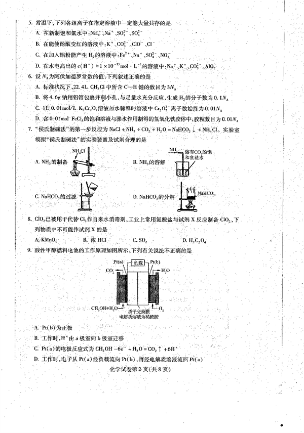 2023届黑龙江省哈尔滨市高三上学期学业质量监测化学试题.pdf 第2页