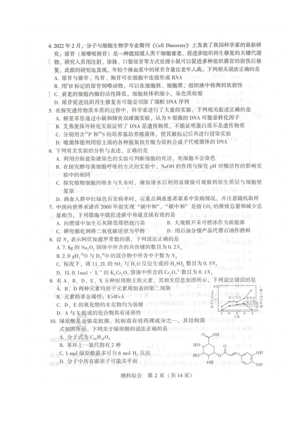 2023年宝鸡市高考模拟检测试题（一）理科综合.pdf 第2页